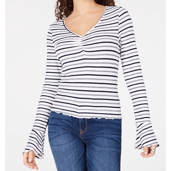 American Rag Tops - NWT American Rag Juniors Striped Bell Sleeve Shirt